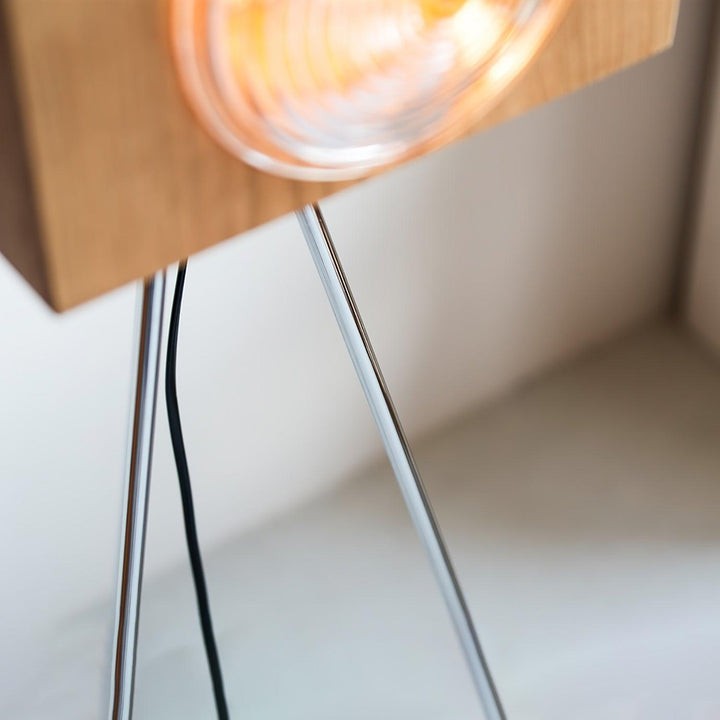 Vintage Camera Tripod Floor Lamp with Glass Shade