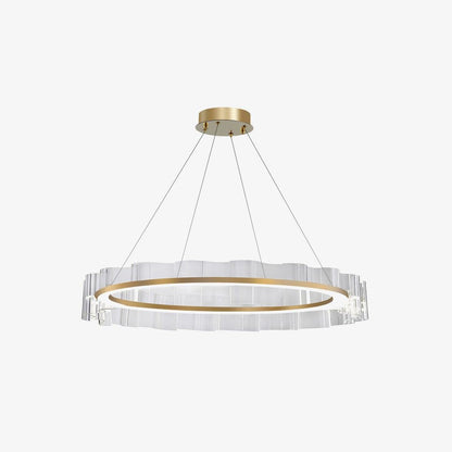 Wave-Effect LED Glass Chandelier with Gold Finish