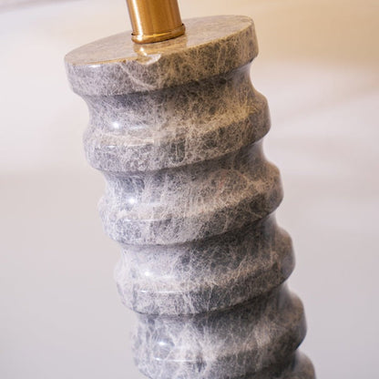 Wave-Textured Marble Table Lamp with Brass Accent