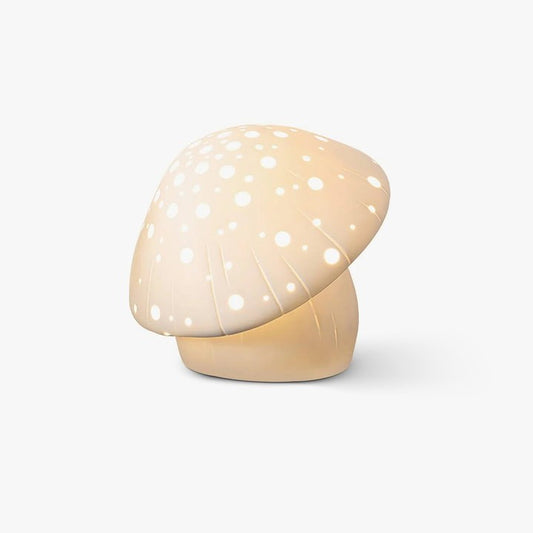 White Ceramic Mushroom LED Table Lamp