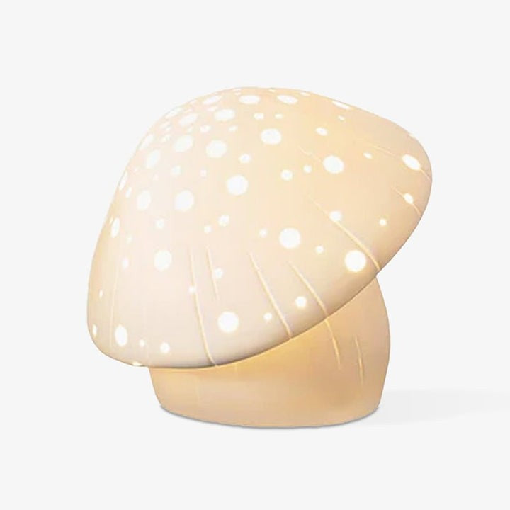 White Ceramic Mushroom LED Table Lamp