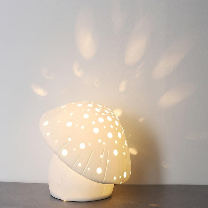 White Ceramic Mushroom LED Table Lamp