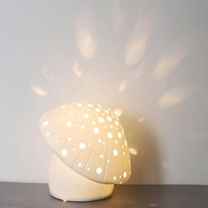 White Ceramic Mushroom LED Table Lamp