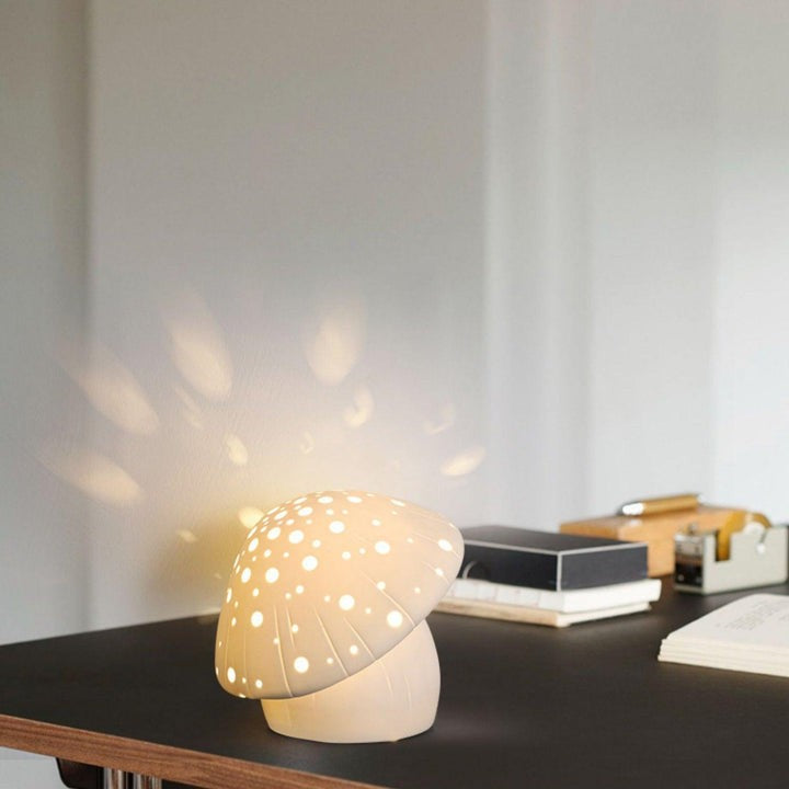 White Ceramic Mushroom LED Table Lamp