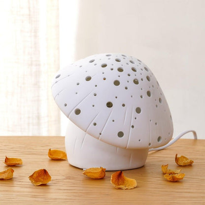 White Ceramic Mushroom LED Table Lamp