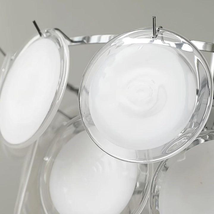 White Glass Disc Chandelier – Modern Pendant Light