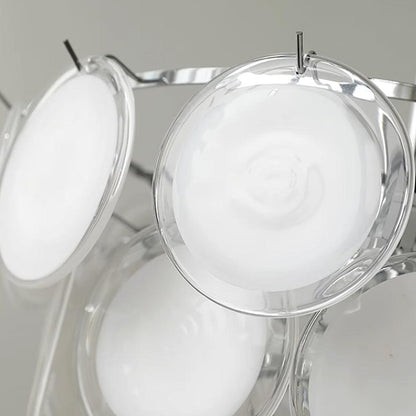 White Glass Disc Chandelier – Modern Pendant Light