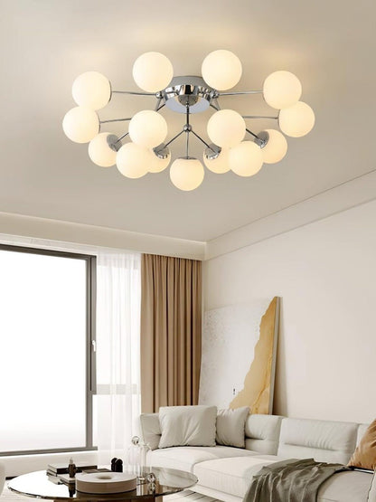 White Glass Orb Cluster Ceiling Light Fixture