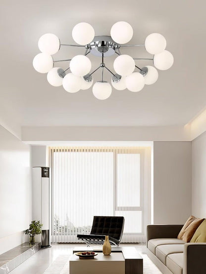 White Glass Orb Cluster Ceiling Light Fixture