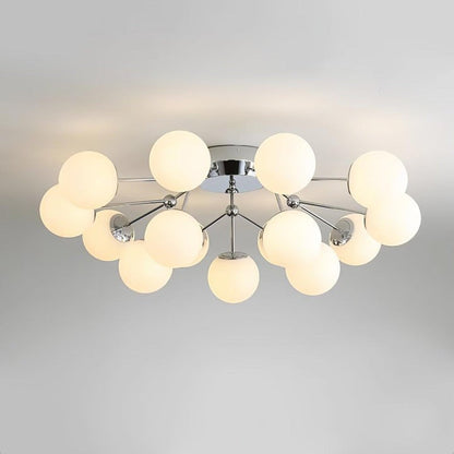 White Glass Orb Cluster Ceiling Light Fixture