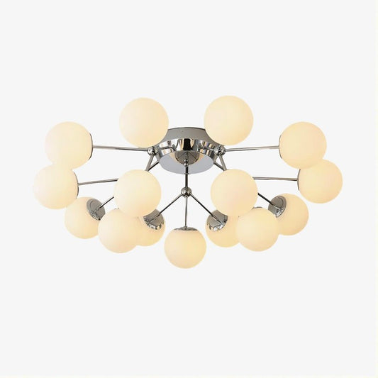 White Glass Orb Cluster Ceiling Light Fixture