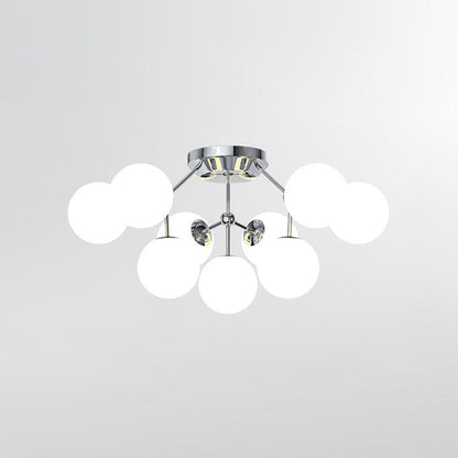 White Glass Orb Cluster Ceiling Light Fixture