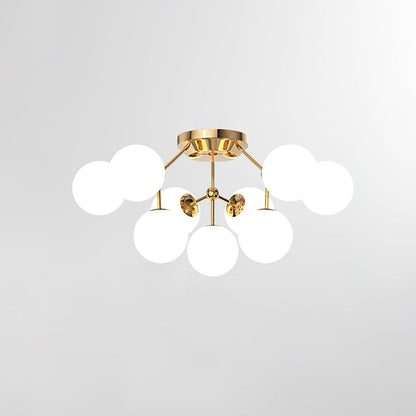 White Glass Orb Cluster Ceiling Light Fixture