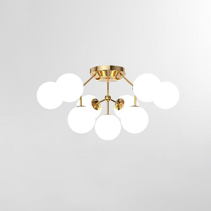 White Glass Orb Cluster Ceiling Light Fixture