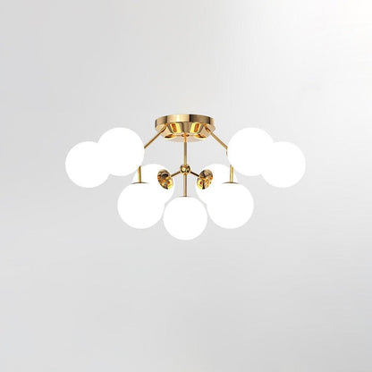White Glass Orb Cluster Ceiling Light Fixture