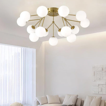 White Glass Orb Cluster Ceiling Light Fixture