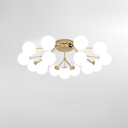 White Glass Orb Cluster Ceiling Light Fixture