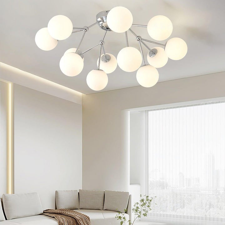 White Glass Orb Cluster Ceiling Light Fixture