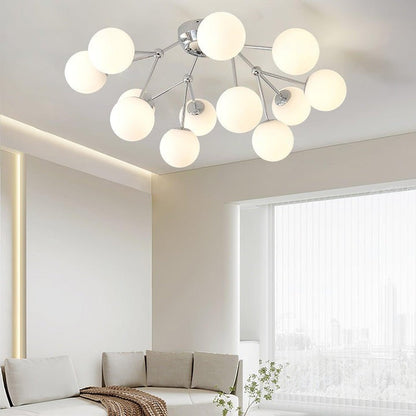 White Glass Orb Cluster Ceiling Light Fixture