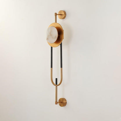 White Marble Circular Wall Sconce with Integrated LED