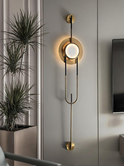 White Marble Circular Wall Sconce with Integrated LED