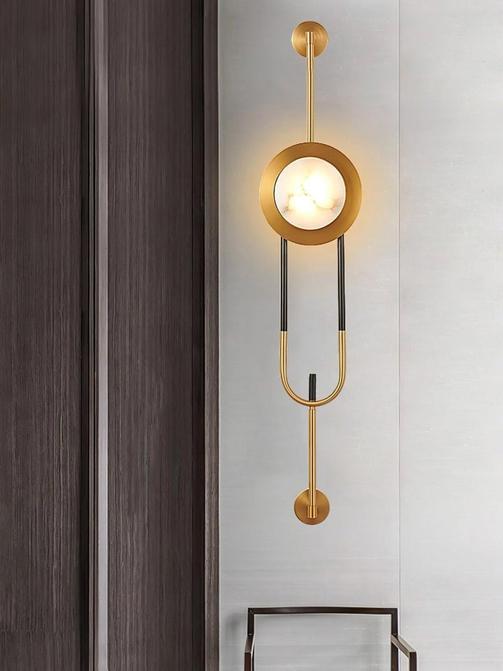 White Marble Circular Wall Sconce with Integrated LED