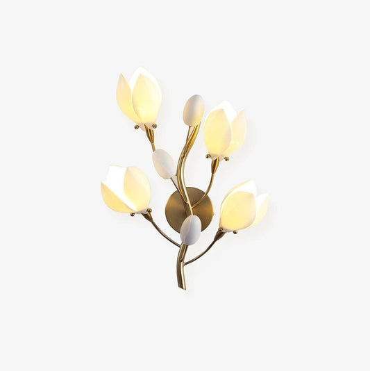 White Porcelain Magnolia Floral Wall Sconce
