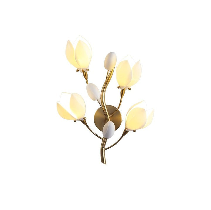 White Porcelain Magnolia Floral Wall Sconce