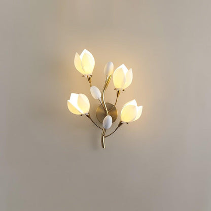 White Porcelain Magnolia Floral Wall Sconce