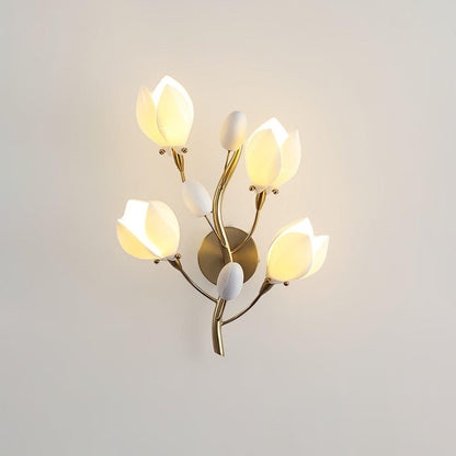 White Porcelain Magnolia Floral Wall Sconce