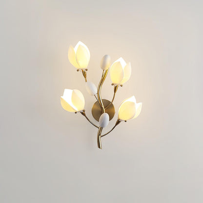 White Porcelain Magnolia Floral Wall Sconce