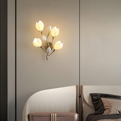 White Porcelain Magnolia Floral Wall Sconce