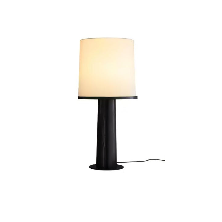 Wooden Table Lamp with Off-White Fabric Shade