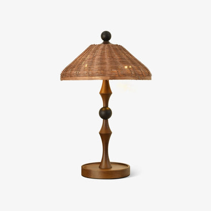 Woven Striped Rattan Table Lamp with Natural Shade